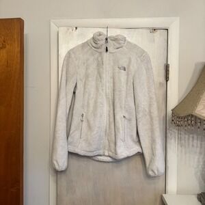 The North Face Osito Fleece Jacket Full Zip White Womens Small S Teddy Sherpa